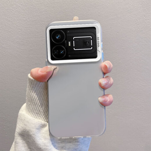 
PINO realme GT5 mobile phone case flash version protective case RMX3888 anti-fall high-end color silver matte silicone feel silky fashion trend innovative hard shell [color silver shell] black + gyroscope bracket Realme GT5