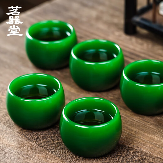 Mingqitang Imperial Green Jade Porcelain Master Cup Single Cup Green Tea Cup Tea Cup Large Imitation Jade Glazed Tea Set Kung Fu Tea Cup Imperial Green Jade Porcelain Tea Cup-Zhijue Cup