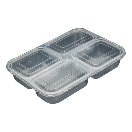 Hua'anjia disposable lunch box large-capacity disposable lunch box with multiple grids, rectangular and two grids, transparent home takeaway, transparent 500ml, 50-50 grids, 50 sets