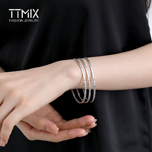 TTMIX platinum bracelet for women broken ice ice closed mouth perfect round pt950 platinum bracelet platinum bracelet gift for girlfriend 56mm weight 6.42g width 2.4mm