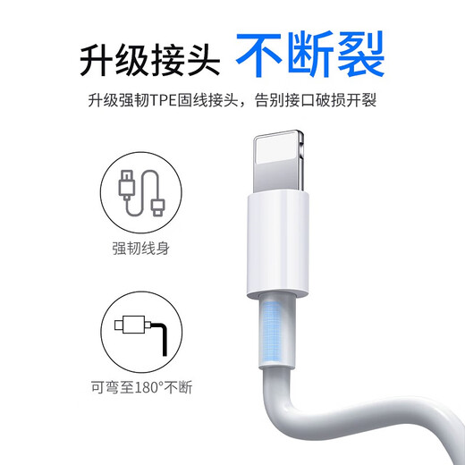 Zunjiang Apple data cable charging cable adapter original charger head fast charging set iPhoneX/12/11/8/7p/6s/13/14 mobile phone data cable charging cable-1 meter