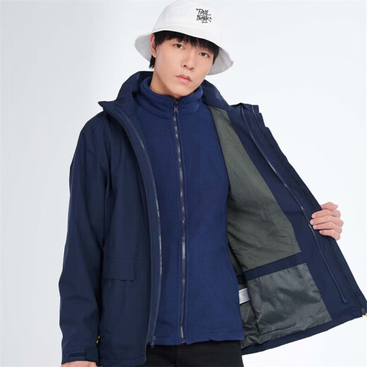 BRELRMON韩版冲锋衣女男防风户外防寒三合一保暖可拆卸滑雪登山服夹克外套 HS12805藏青-男 S