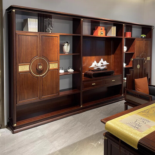 Ningqiu Luoge (NICHLORT) New Chinese Style Boss Desk Chairman Pewter Solid Wood Executive Desk Desk Desk Front Chair Black Gold Wood File Bookcase 3.2 Meter Boss Desk Black Gold Wood