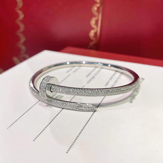 High version 18k rose gold nail bracelet C nail full diamond cultivation nail bracelet white gold full diamond deposit