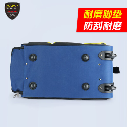 FASITE Trolley Tool Bag Large Canvas Multifunctional Repair Thickened Wear-Resistant Large Capacity Roller Portable Trolley Bag Blue