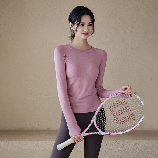 LULU CENTURY yoga wear women's sports quick-drying tops slim running breathable sweat-wicking long-sleeved T-shirt Pilates training fitness wear Merlot Pink L