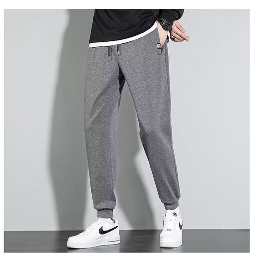 2024 autumn and winter men's sweatpants black sports leggings trousers trendy versatile loose casual versatile pants black 2XL