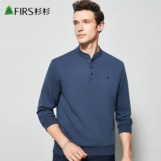 Shanshan Chinese style stand collar sweatshirt men's long-sleeved spring and autumn designer style national style henley collar elastic anti-wrinkle pullover