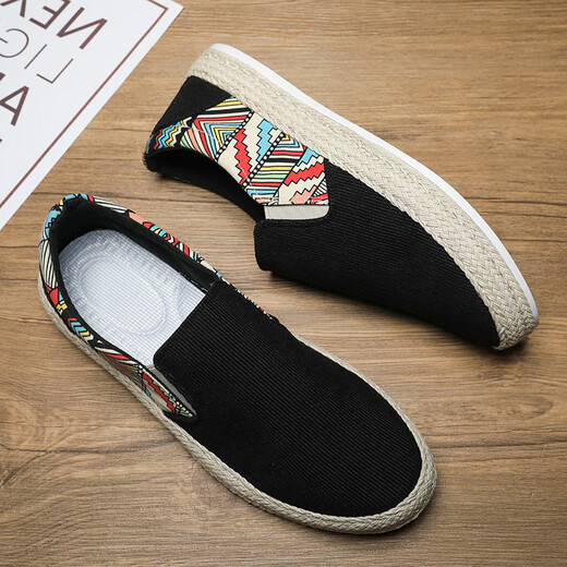 
H8 cloth shoes men's 2025 new breathable lazy shoes one-legged canvas shoes men's shoes old Beijing casual shoes black (Ultra-Ultimate version) 43