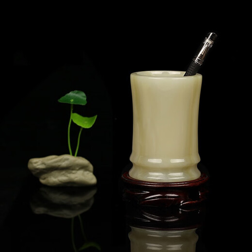 Platin xixi natürlicher Jade-Stifthalter Schritt für Schritt zu High-End-Büro-Desktop-Ornamenten Studienzimmer High-End Memorial Geschenke für Älteste Lehrer C12808 [Fast morgen]