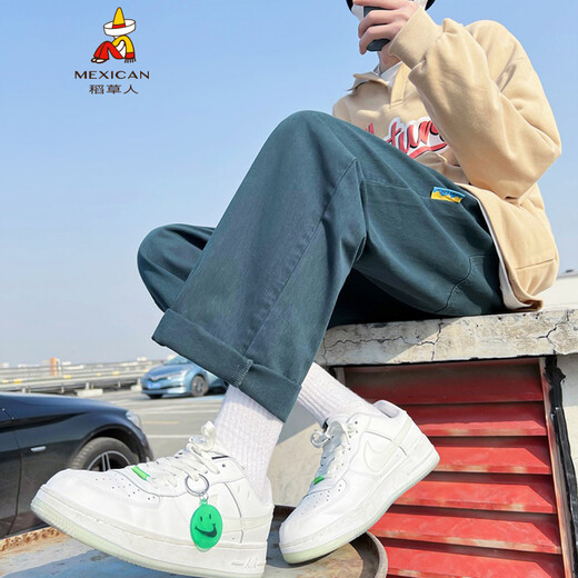 Scarecrow Casual Hosen Herren Frühling und Sommer Vielseitige trendige mehrfarbige Nische losen jungen Studenten Trendy Brand Wide-Big Casual Hosen Khaki 9855 L