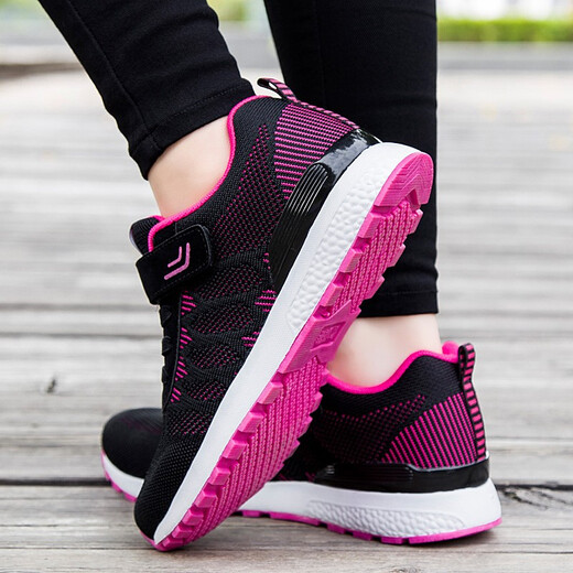 Hmadnkaj Senior Schuhe für Frauen Neue Produkte Anti-Rutsch weicher Sohle mittleren Alters und ältere Mutterschuhe Dad Sport lässig Schuhe Männer Single Schuhe Wanderschuhe 829 Schwarz Rose Red Women 40