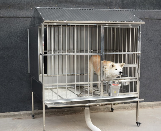 HKML Outdoor Stainless Steel Dog Cage Large Dog Outdoor Rainproof Medium Dog Flush Funnel Toilet Female Dog Cage Three Sided Baffles 125 Widened Model 125*95*173cm Boutique 202 Thickened Round Tube Model - Diameter 9.5mm Quick delivery within 1 day