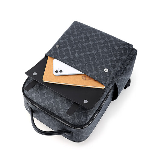 Williampolo Kaiser Paul Rucksack Herren großer Kapazität Trendy Computerbag Retro Plaid Schoolbag Business Britischer Stil Rucksack A-Black 14-Zoll-Computer