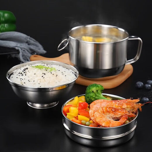 Sailotou 304 stainless steel lunch box, fast food cup, student lunch box, instant noodle bowl, instant noodle cup, second layer 14cm MCFT046 304 stainless steel meal cup