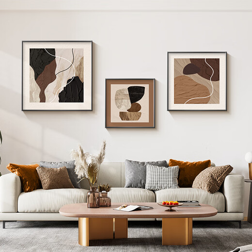 Ji Jian Ji modern minimalist living room decorative painting abstract art sofa background wall combination mural high-end large white wall hanging painting