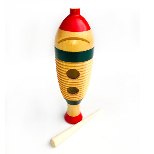 Orff Orff instrumento de percusión pez rana de madera zumbador de rana en forma de pez pez colorido rana instrumento musical material didáctico musical para jardín de infantes trompeta de 19,5 CM