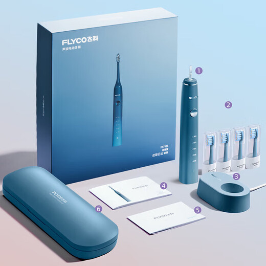 FLYCO Adult Electric Toothbrush, Symphony Series, Couple Model, Intelligent Sonic Vibration, Deep Cleaning, Gum Protection, Soft-bristled Toothbrush, Birthday Gift for Boy and Girl, Chinese Valentine's Day, 2 Pack for Couples, FT7105 Deep Sea Blue + Romantic Pink