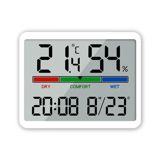Refrigerador Magnético Succión Reloj Desktop Temperatura electrónica y humedad Medidor Etiqueta Climatrato Madre y bebé Temperatura y medidor de humedad Medidor Medidor de cocina Succión magnética 9905 Blanco
