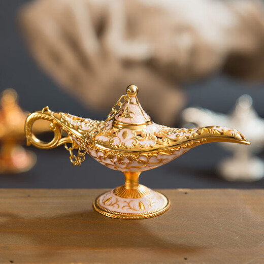 Tiga Deer Aladdin Magic Lamp Creative Metal Crafts Ornament Gift Small Russian Hollow Wishing Lamp Phnom Penh Blue