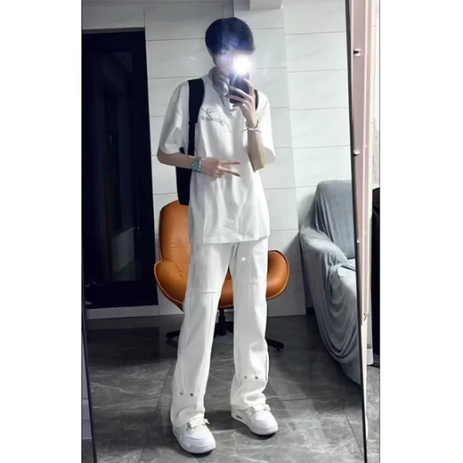 7家优品 微喇牛仔裤男士夏季款美式高街弯刀弹力修身直筒长裤子男 WKXS-K691白色 XL