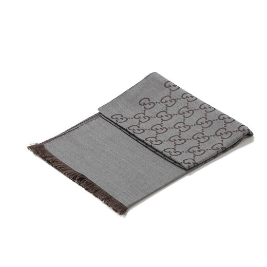 Gucci (GUCCI) classic double G printed wool scarf for men and women, luxury goods, Chinese Valentine's Day gift, fashionable couple model, dark gray 1659043G6461264 envelope bag