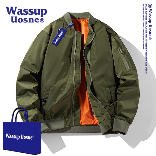 WASSUP UOSNE trendy brand ma1 bomber jacket for men and women American retro casual jacket spring and autumn loose baseball uniform for men 2029J military green (spring and autumn) 2XL (recommended 160-180Jin Jin equals 0.5 kg)