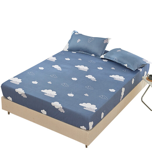 Fitted sheet single piece bedspread bed cover 1.5m Simmons mattress dustproof protective cover sheet all-inclusive single piece bed Rosemary 1.8x2.2m + pillowcase pair