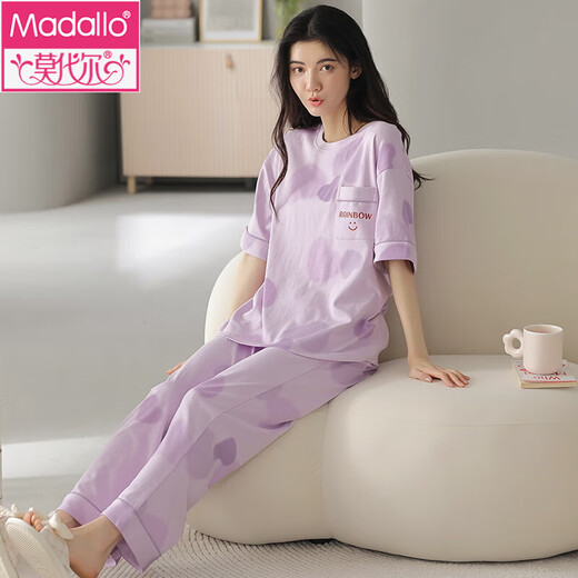 Modal pajamas for women in summer pure cotton short-sleeved trousers thin summer 2025 new half-sleeved summer style for outdoor wear 9713 M