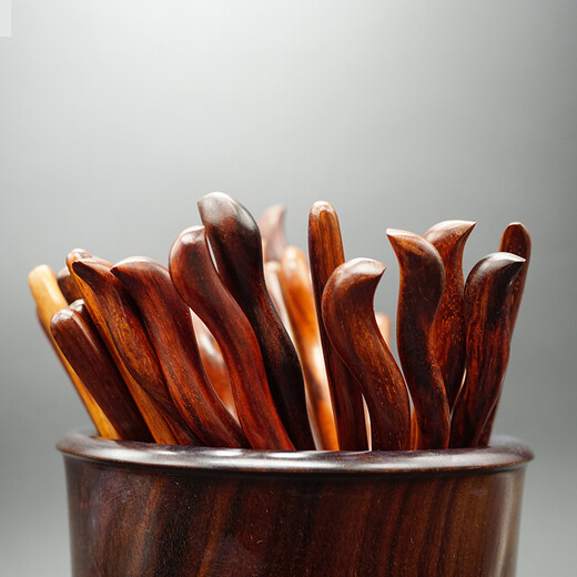 Wanbaozi small-leaf rosewood hairpins redwood hairpins wooden hairpins plain hairpins sandalwood hairpins for summer hair extensions streamlined style