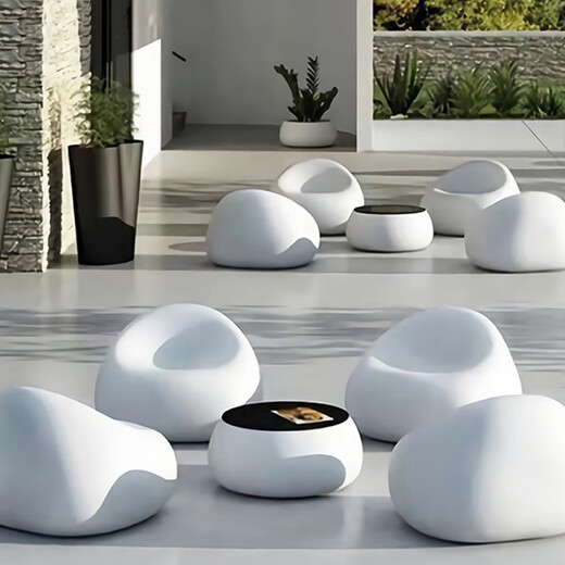 Kangxinya Leisure Fiberglass Stool Sculpture Courtyard Fruit Pebble Egg Mushroom Football Creative Seat Light Gray White Pea Chair In Stock Can Be Customized