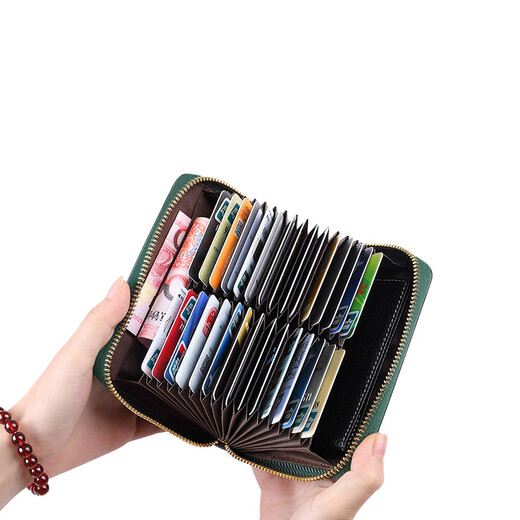 WILLIAMPOLO Emperor Paul Women's Card Pack Sheepskin 30 Card Position Anti-theft Brush Multifunctional Short Driver's License Pack Short Card Pack Black