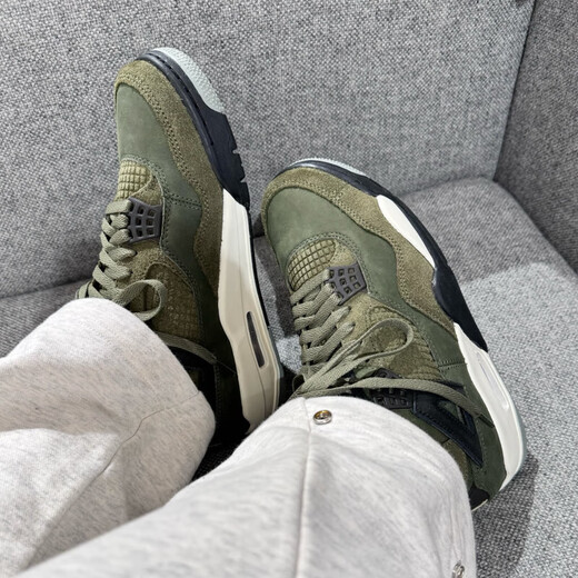 耐克（NIKE）男鞋 Air Jordan 4 AJ4 乔4 中帮 大学蓝 运动鞋休闲复古篮球鞋 FB9928-200/FB9927-200 军绿色 36.5 GS