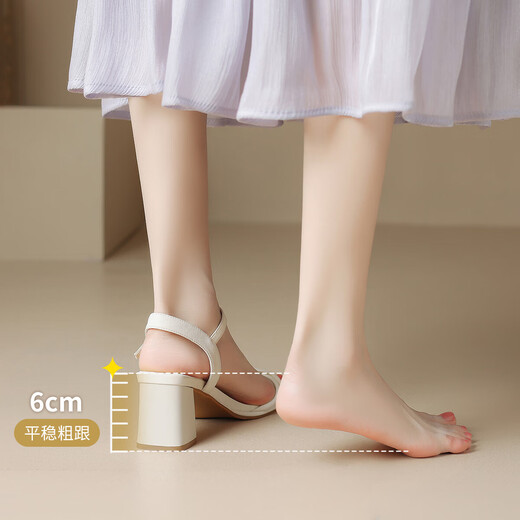 ZHR凉鞋女夏季方头百搭鞋子女粗跟增高一字带女鞋 Y757 黑色 36 