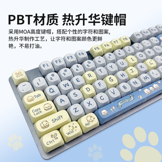 罗技（Logitech）【嗨皮小猫】K845机械键盘 游戏键盘 办公键盘全尺寸办公家用背光电竞吃鸡键盘MOA高度球型键帽 K845-茶轴-嗨皮小猫+G102有线鼠标黑色