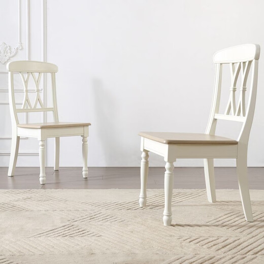 Printed American country style full log dining chair, white color solid wood retro home dining chair #8925 9925 egg white + khaki gray (need to take two shots