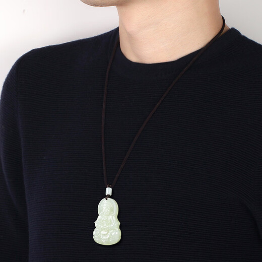 Hongsu Hand Hetian Jade Pendant Jade Guanyin Jade Pendant Jade Pendant Men's Natural Jade Pendant New Year's Gift