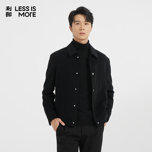 Lilang Light Fashion Men's Clothing, Down-filled Woolen Coat, Men's Short Knitted Wool Down Jacket Q4DYR109 Black 3XL (185)