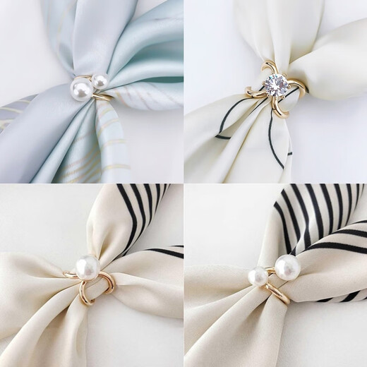 Fanny Rabbit high-end silk scarf buckle women's brooch autumn and winter shawl buckle tie corner knotted buckle versatile female small streamer ring buckle 3 pack silk scarf buckle-gift for girlfriend