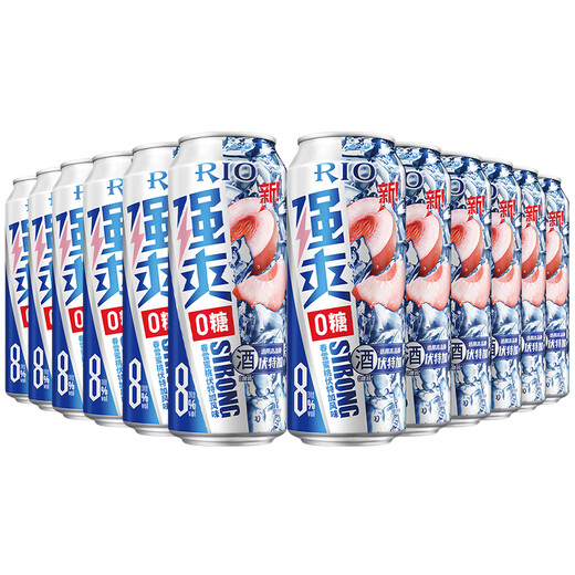 RIO Ruiao Strong 8 Degree Cocktail Wine Sparkling Fruit Wine Strong Series 8 Degree 500ml*12 Cans Strong 8 Degree 0 Sugar Spring Snow Peach