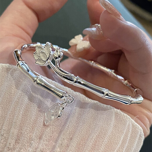 足银s999银手镯女实心纯银镯子年轻款推拉可调节繁花似锦手链送女 莫比乌斯环25克 S999