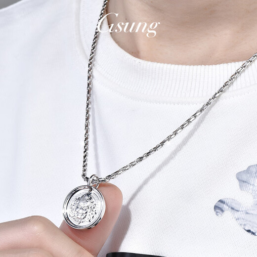 GsunG platinum pendant for men PT950 Yellow God of Wealth pendant for women, solid platinum pendant with necklace, calculated based on the gold price of the day