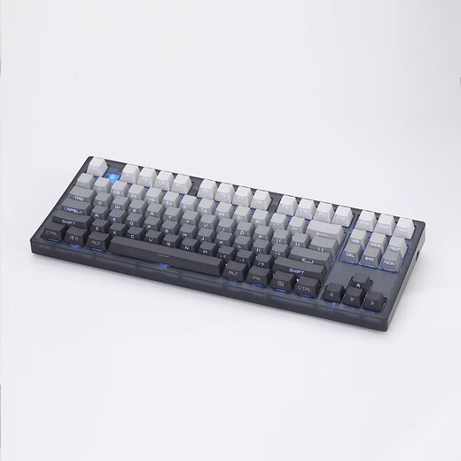 腹灵mk870pro黑莓侧刻机械键盘蓝牙有线无线客制化电脑游戏静音办公 【单模】黑曜石Pro+极昼侧刻 KTT酒红轴【麻将音】 87键