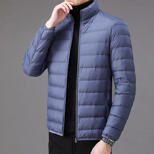 ACLOSMIL men's warm winter thin silk cotton jacket men's short casual stand-up collar top dad men's cotton coat black stand-up collar 2XL 125-140Jin [Jin equals 0.5 kg]