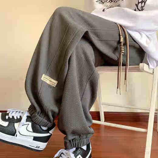 
Idea style (ZHUYIFAN) fat man's large-size pants for men's spring and summer thin heavyweight trousers loose trousers wide-leg sports casual pants trendy K1049 gray 5XL 210-230Jin [Jin equals 0.5 kg]