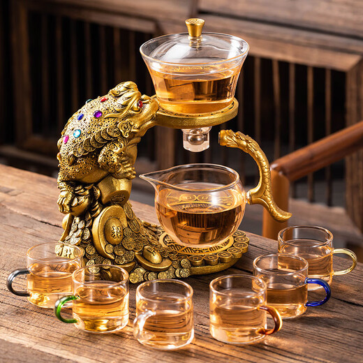 Porcelain brand tea set Jinchan glass automatic tea set simple magnetic suction water tea set creative Kung Fu tea set tea cup teapot