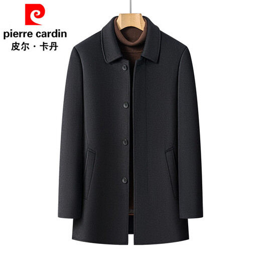 Pierre Cardin woolen coat men's winter removable down liner wool coat mid-length middle-aged and elderly dad lapel jacket
