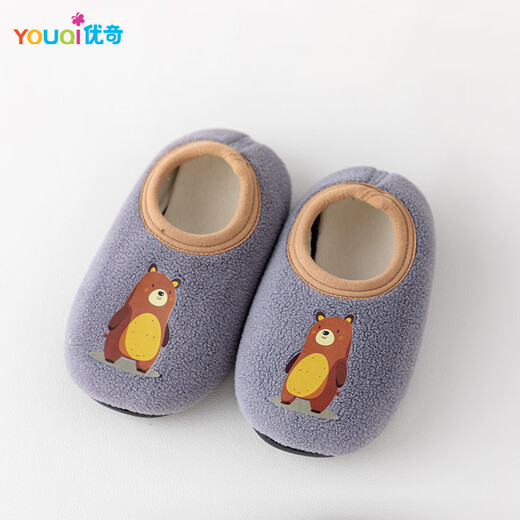 Youqi baby floor socks autumn and winter velvet thickened children's toddler shoes baby indoor non-slip bottom insulation soft bottom shoes and socks