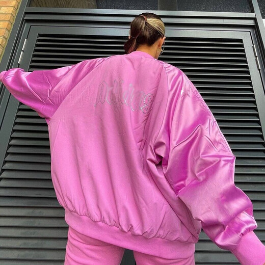 阿迪达斯 三叶草女装运动服宽松透气舒适立领时尚休闲夹克外套 HF9196 淡紫 XS
