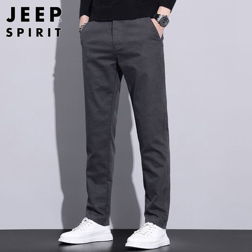 JEEP SPIRIT Jeep Casual Pants Men's Autumn and Winter Business Pants Men's New Retro Revival Men's Pants Dark Gray 33